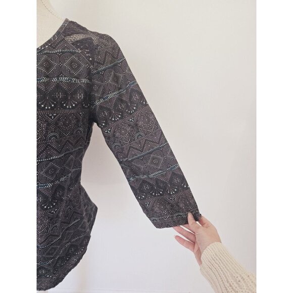 Kuhl Flora Organic Cotton Silk Grey Lace Blouse Top Shirt Medium Below Elbow - Picture 4 of 9